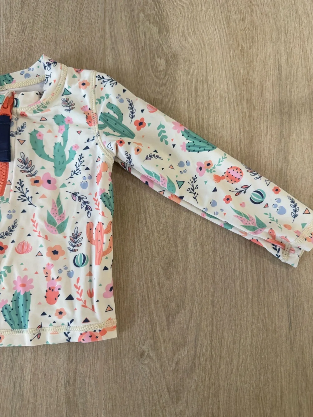 RuffleButts Toddler Cactus Print Long Sleeve Rash Guard 18-24M UPF Swim Beach